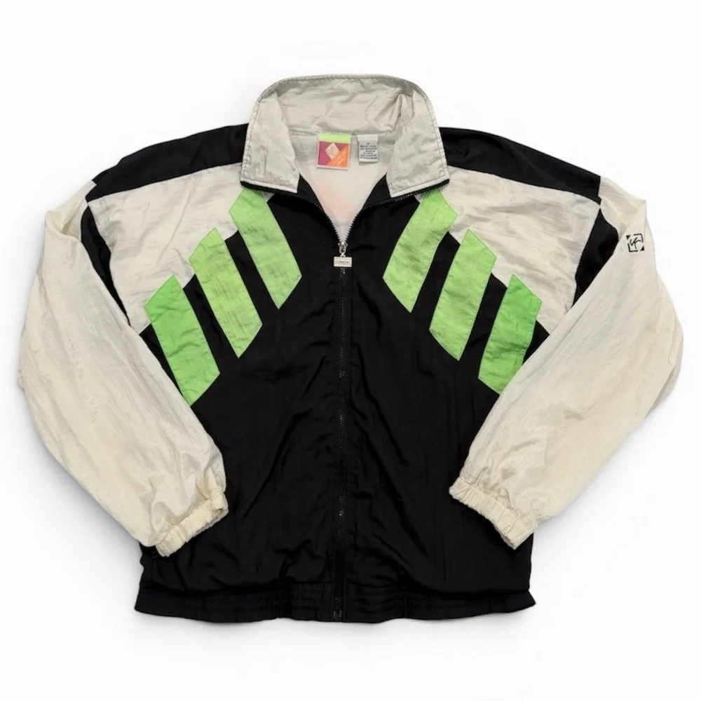 Vintage 80s Jimmy Connors Slazenger Tennis Windbreaker Neon Jacket Sz Medium